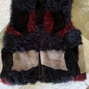Scoop NYC Multicolor Teddy real rabbit and lamb Jacket Vest